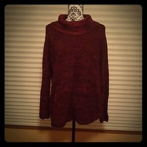 Red and black turtleneck sweater